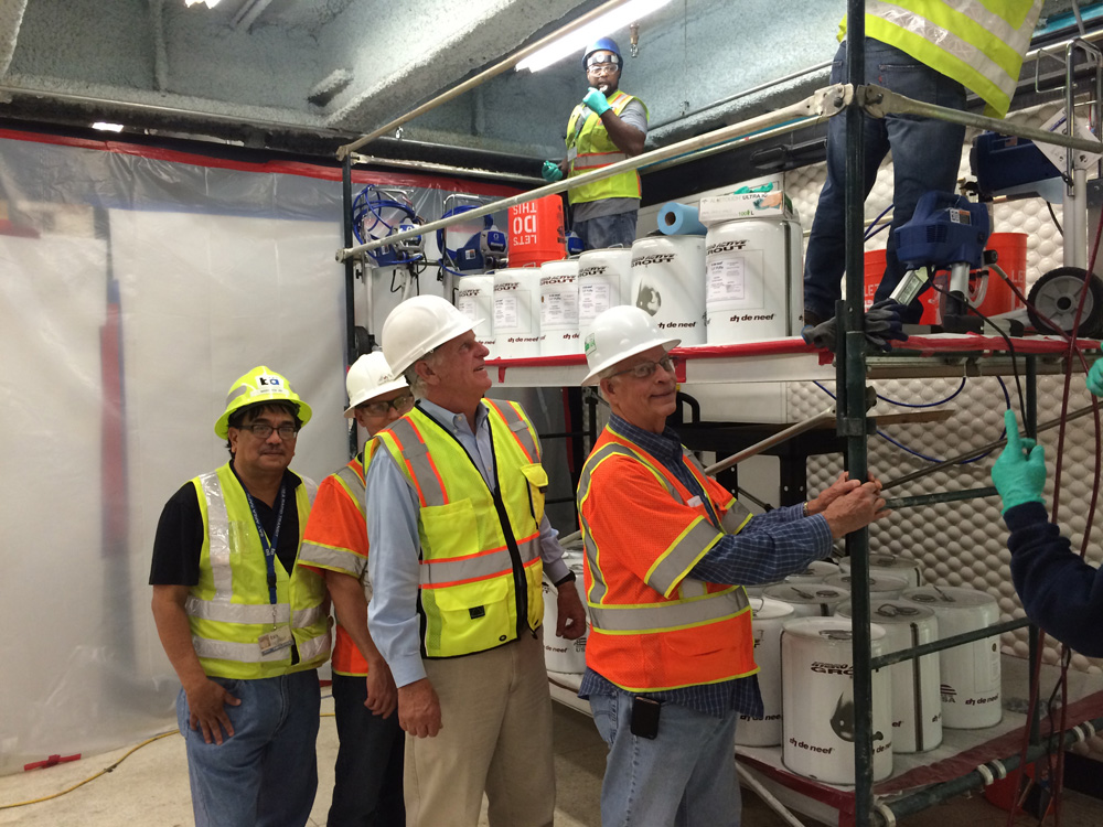 Tom Butt overseeing Initial mockup for urethane injection grout waterproofing at BART's Powell Street Station